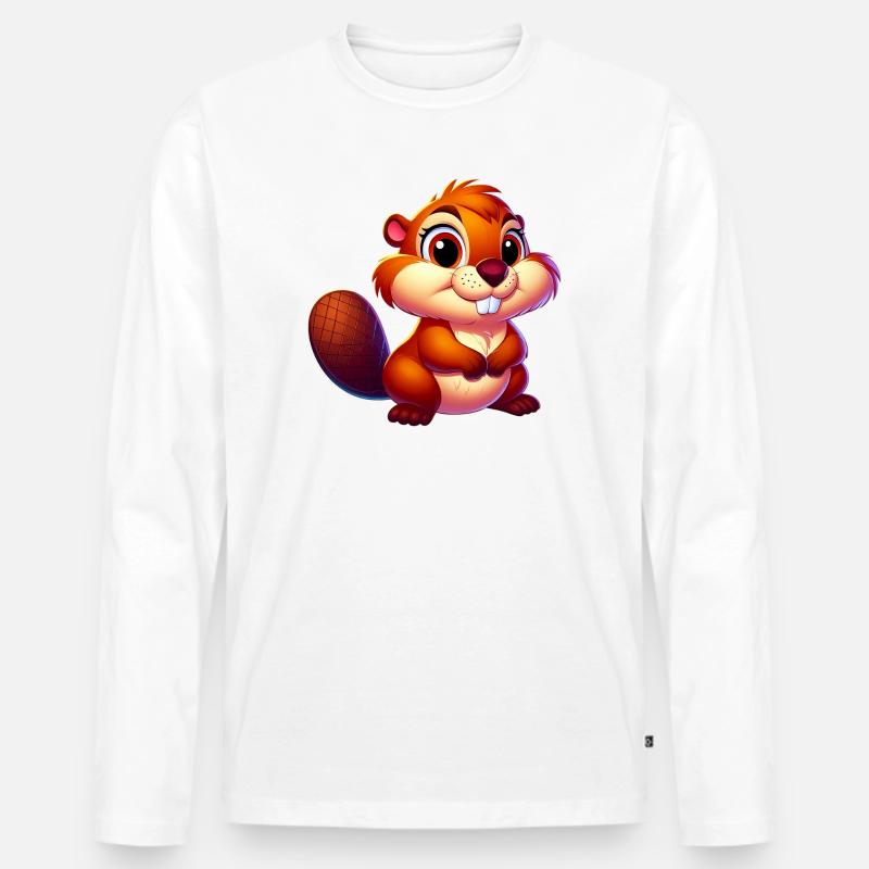 Bieber - Männer Premium Bio Langarmshirt - Weiß