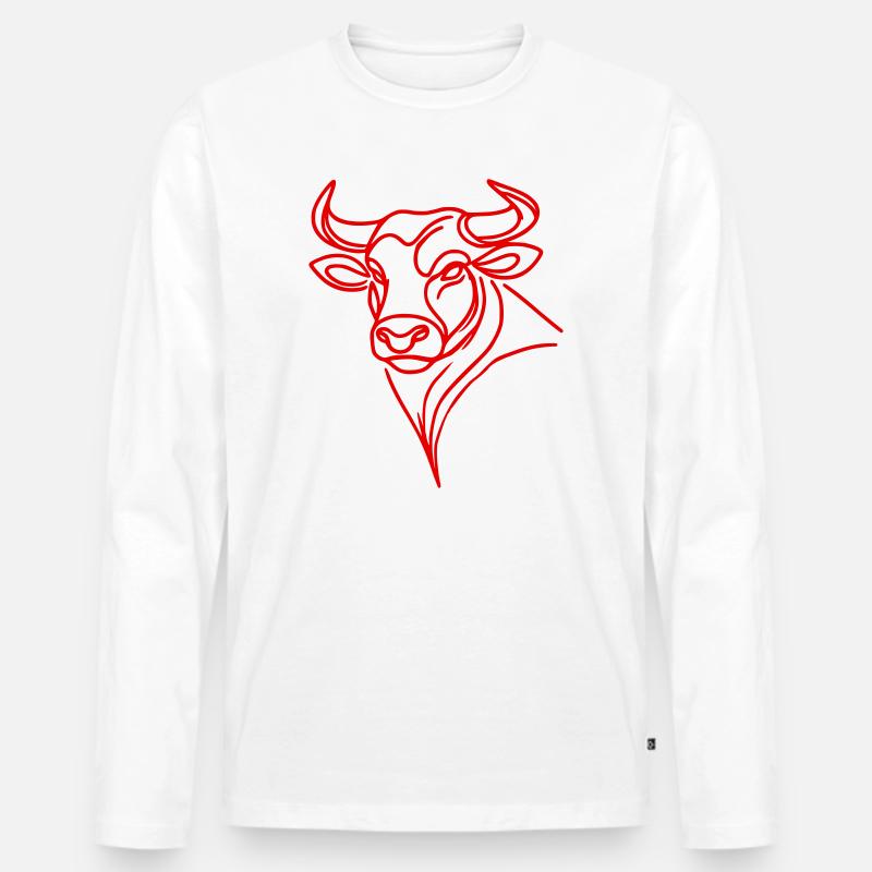 Stier rot - Männer Premium Bio Langarmshirt - Weiß