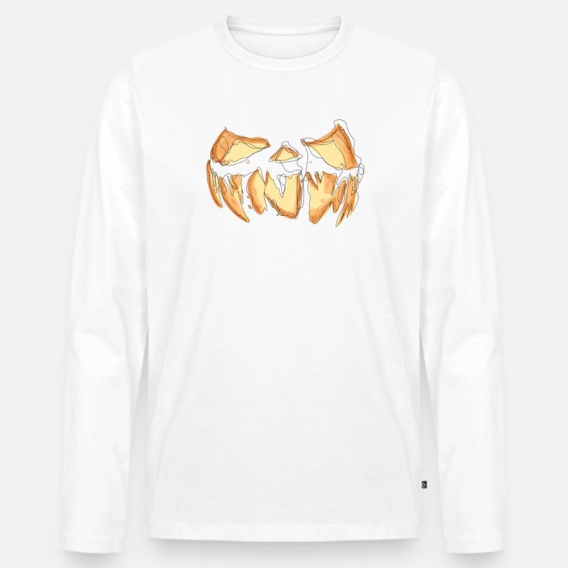 Kürbis Gesicht Halloween Scribble - Männer Premium Bio Langarmshirt - Weiß