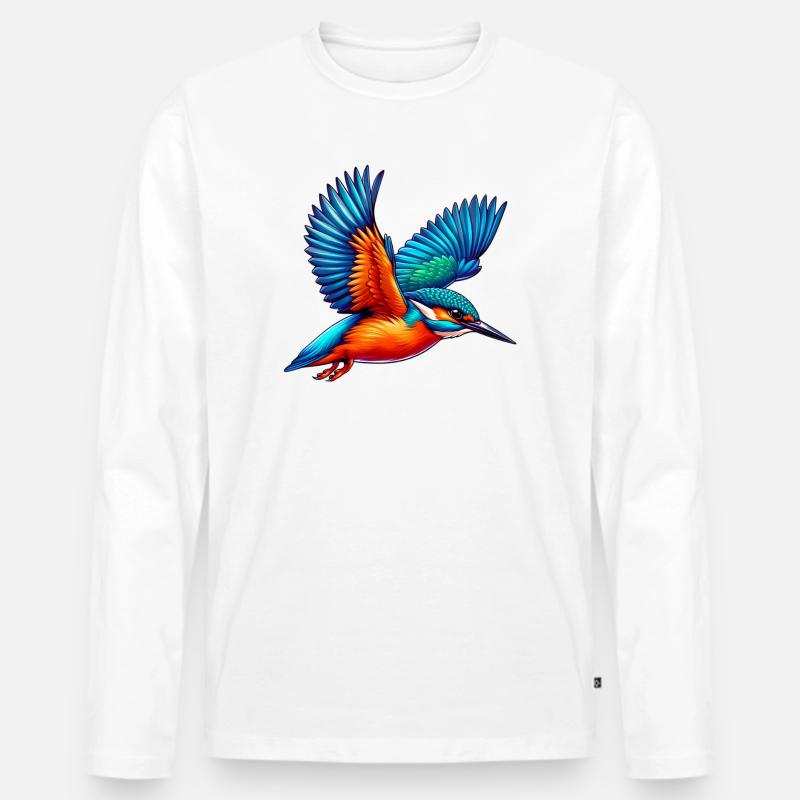 Eisvogel - Männer Premium Bio Langarmshirt - Weiß