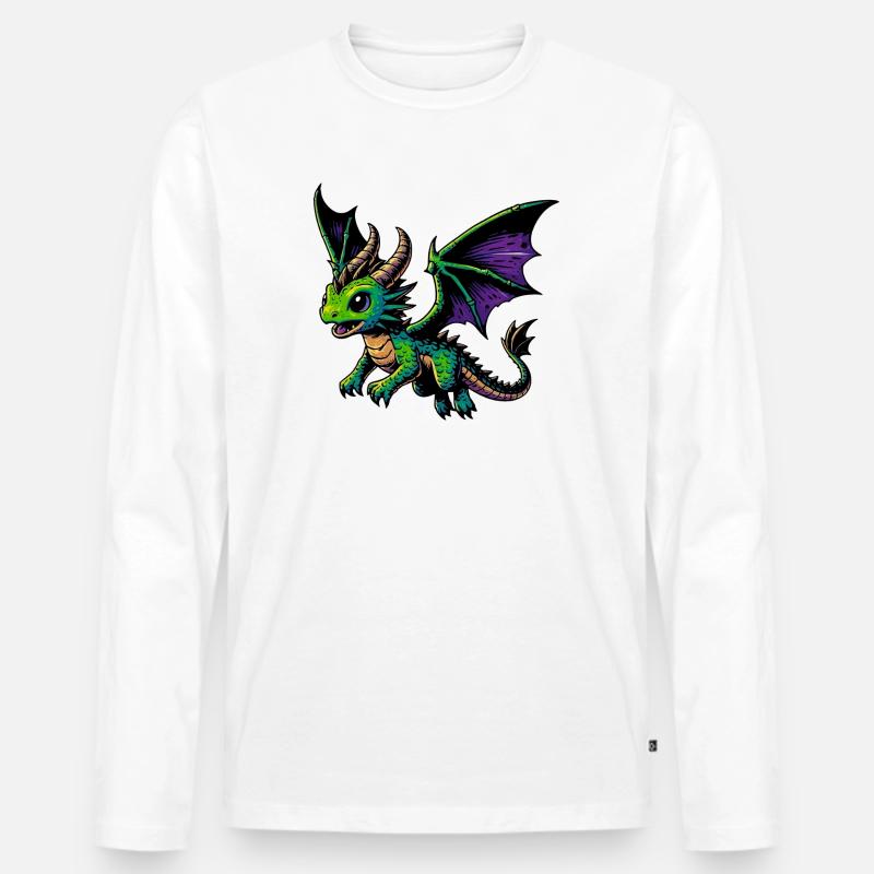Drache - Männer Premium Bio Langarmshirt - Weiß