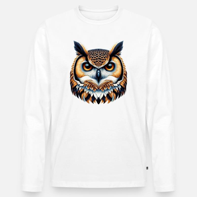 Eule - Männer Premium Bio Langarmshirt - Weiß