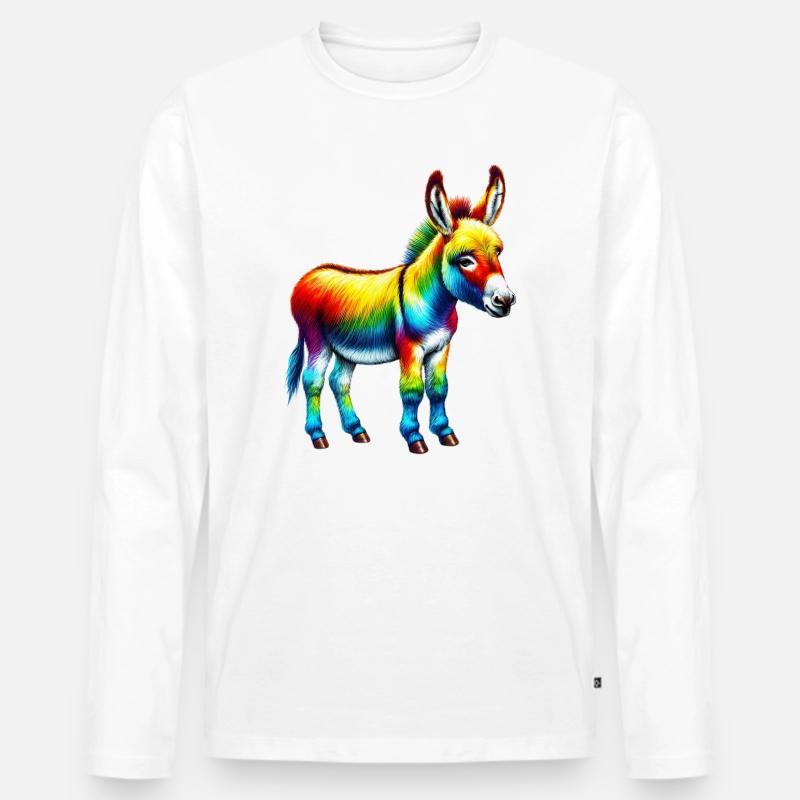 Esel-Maultier - Männer Premium Bio Langarmshirt - Weiß
