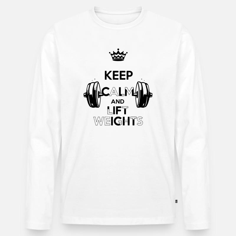 Keep Calm - Männer Premium Bio Langarmshirt - Weiß