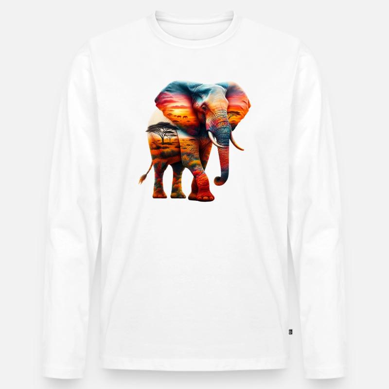 Elefant - Männer Premium Bio Langarmshirt - Weiß