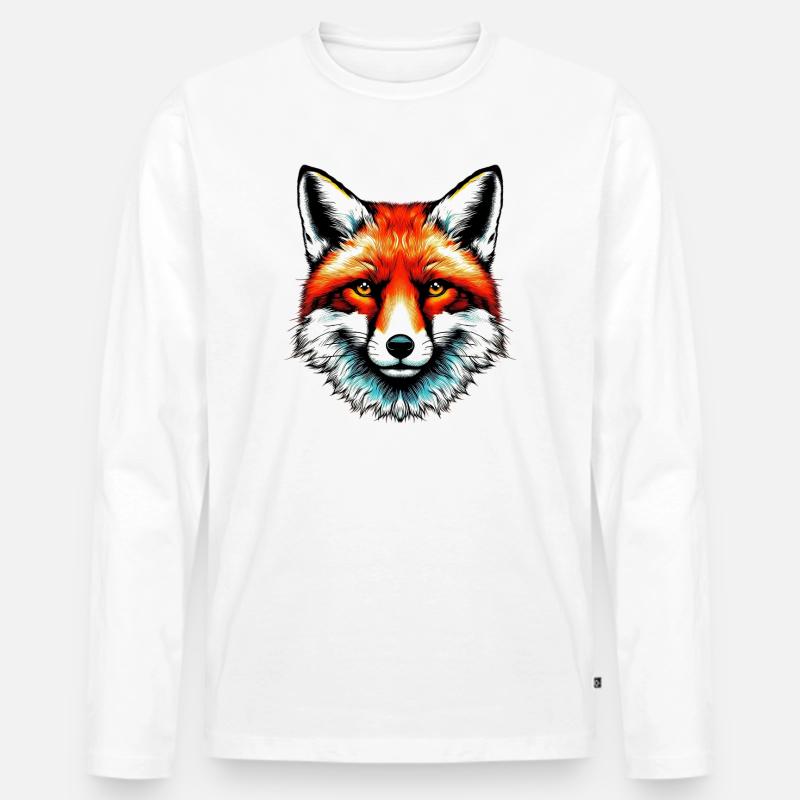 Fuchs - Männer Premium Bio Langarmshirt - Weiß