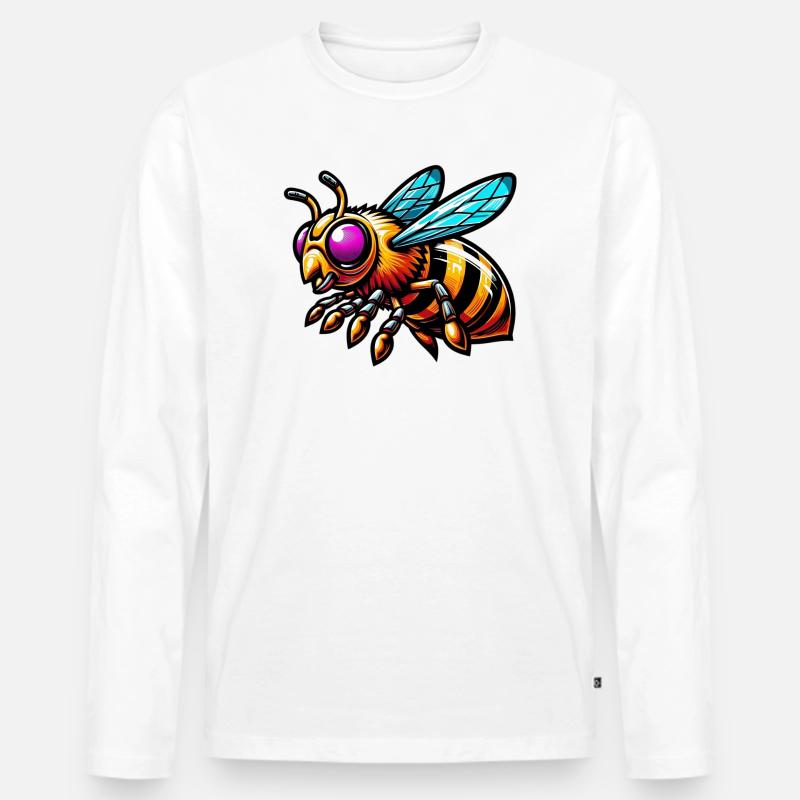 Biene - Männer Premium Bio Langarmshirt - Weiß