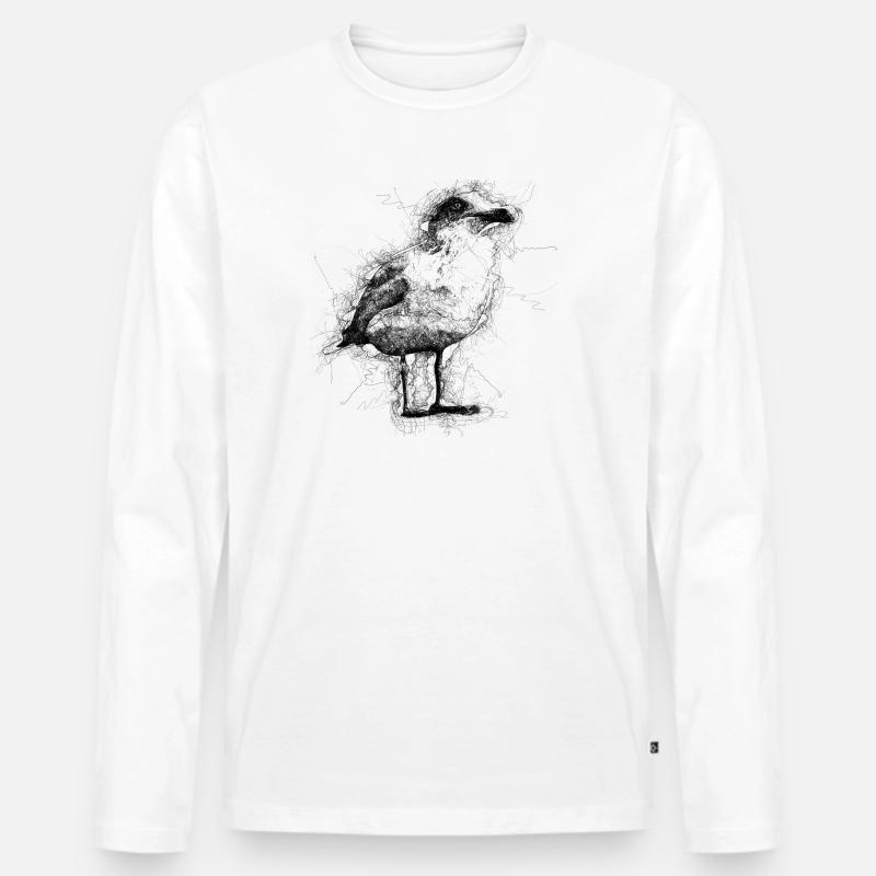 Möwe - Männer Premium Bio Langarmshirt - Weiß