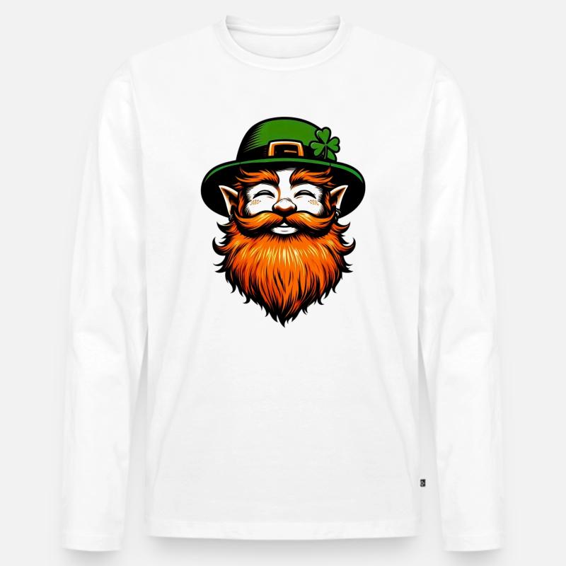Irischer Kobold Irland - Männer Premium Bio Langarmshirt - Weiß