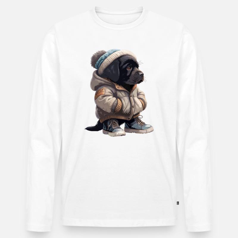 Labrador Retriever Winter Outfit - Männer Premium Bio Langarmshirt - Weiß