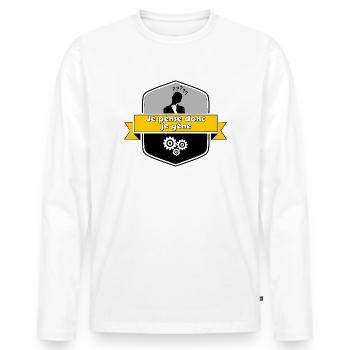 I think so - Men's Premium Organic Long Sleeve Shirt - white - Front - Nico (187cm)