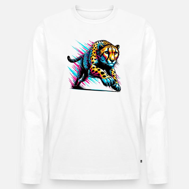 Gepard - Männer Premium Bio Langarmshirt - Weiß