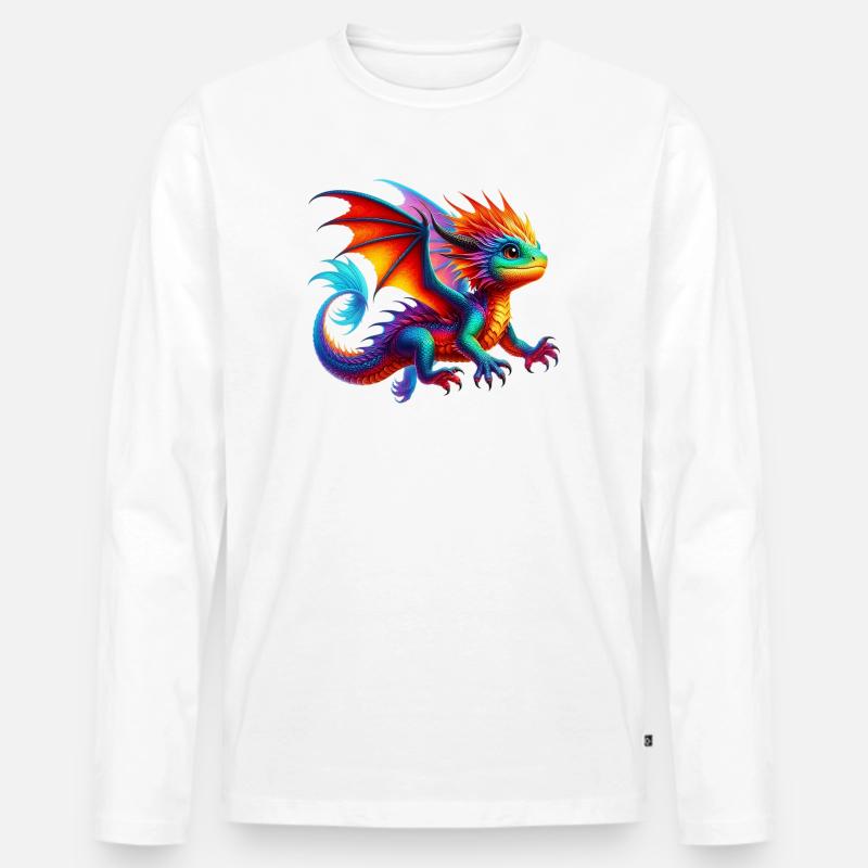 Drache - Männer Premium Bio Langarmshirt - Weiß