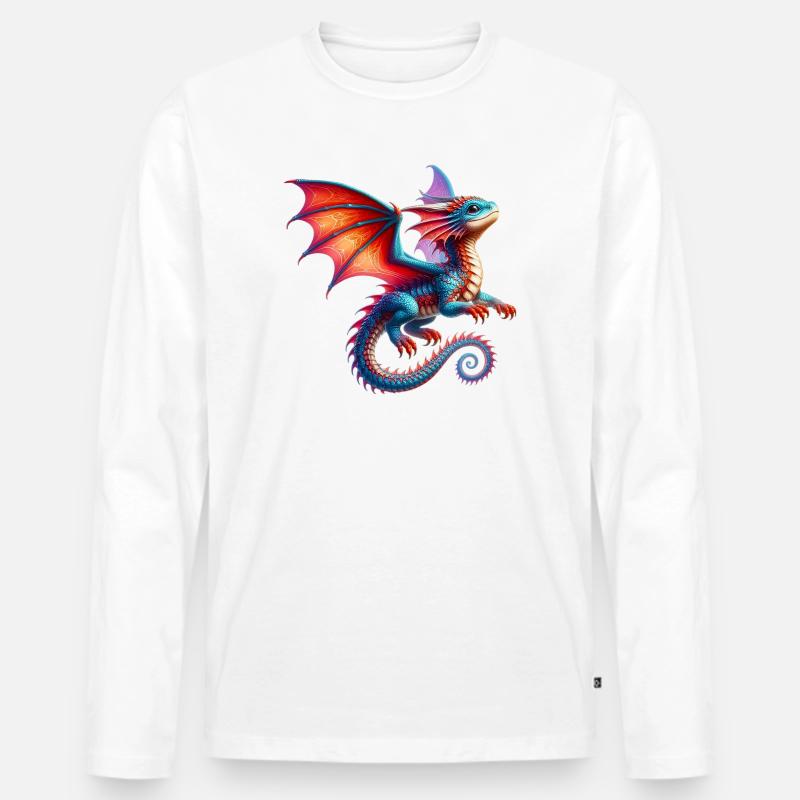 Drache - Männer Premium Bio Langarmshirt - Weiß