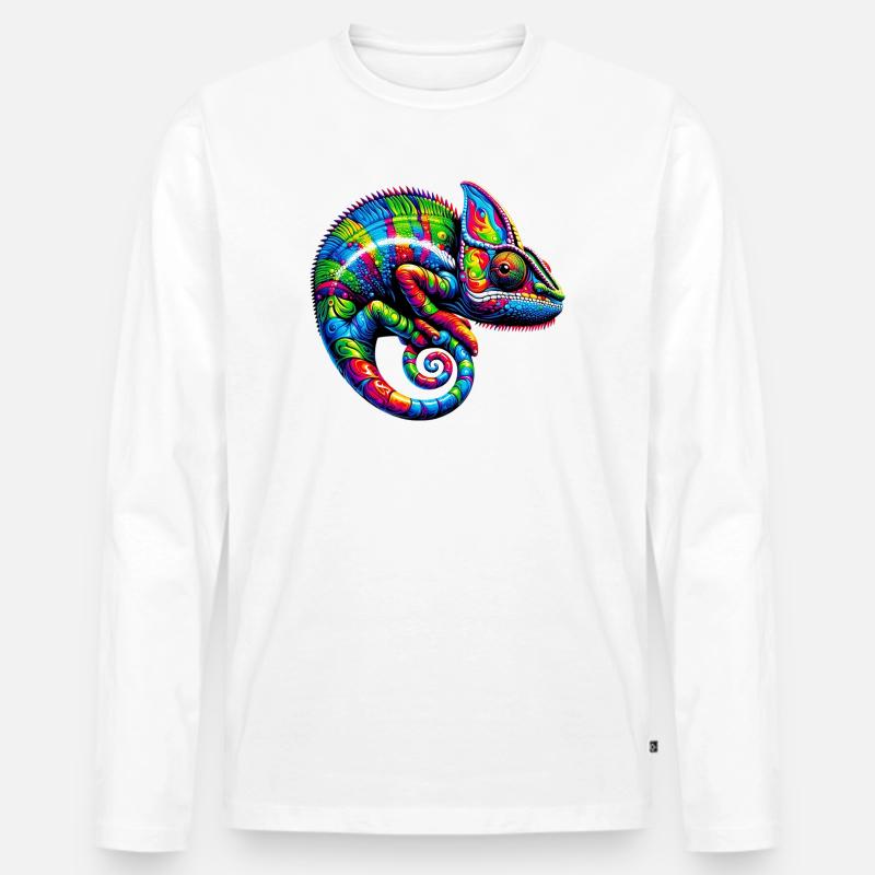 Chamäleon - Männer Premium Bio Langarmshirt - Weiß