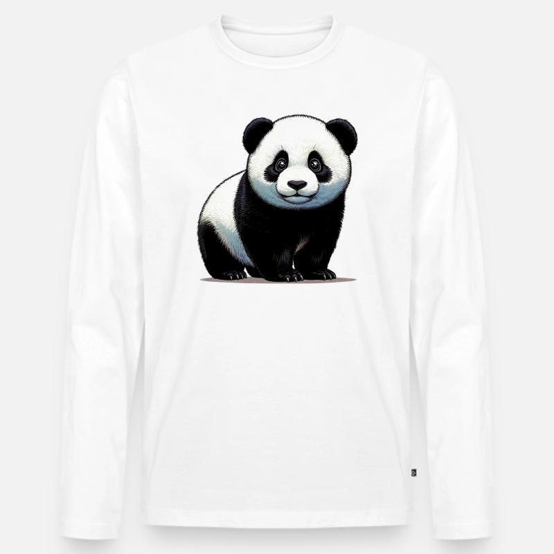Panda - Männer Premium Bio Langarmshirt - Weiß