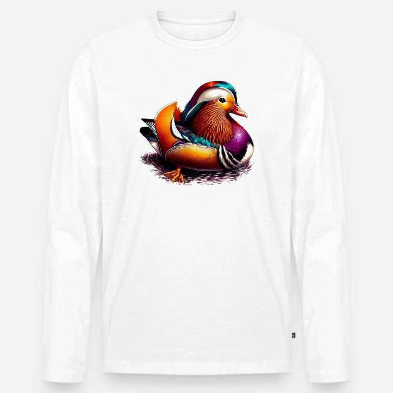 Mandarinente - Männer Premium Bio Langarmshirt - Weiß