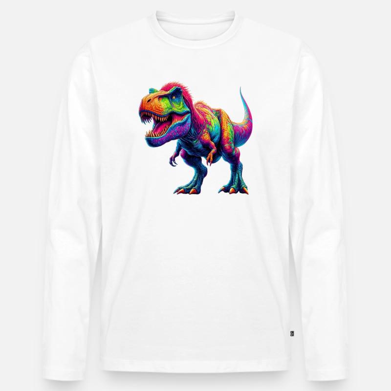 Dinosaurier - Männer Premium Bio Langarmshirt - Weiß