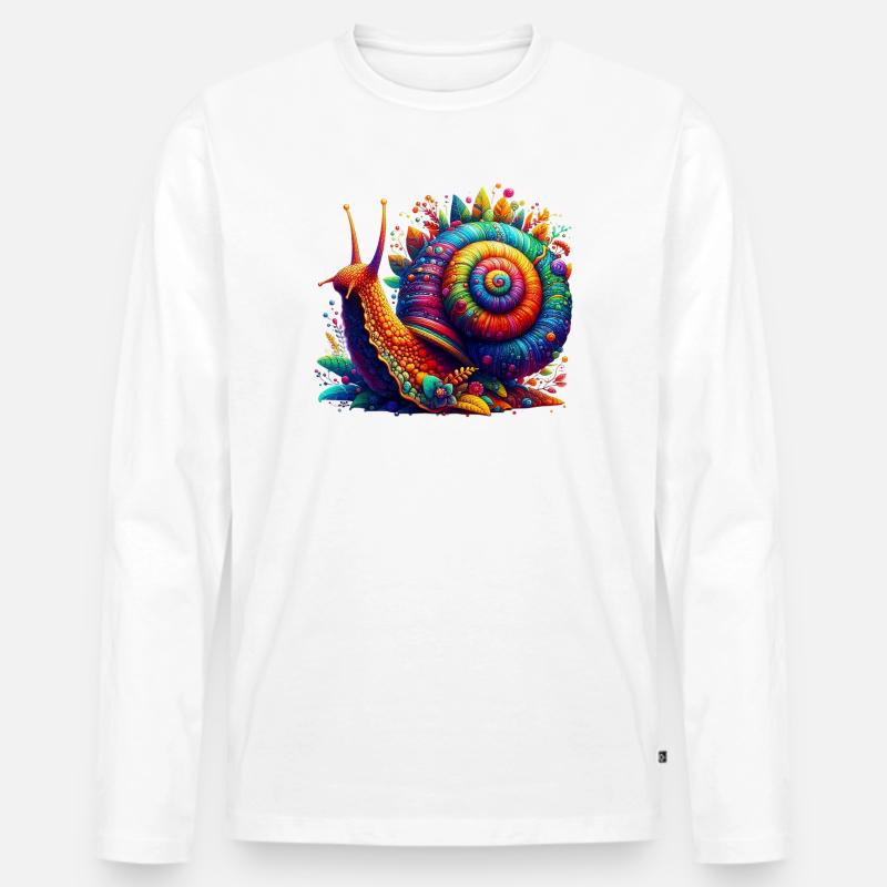 Schnecke - Männer Premium Bio Langarmshirt - Weiß