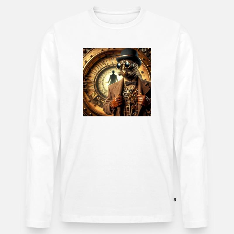 Sherlock Holmes Steampunk - Männer Premium Bio Langarmshirt - Weiß