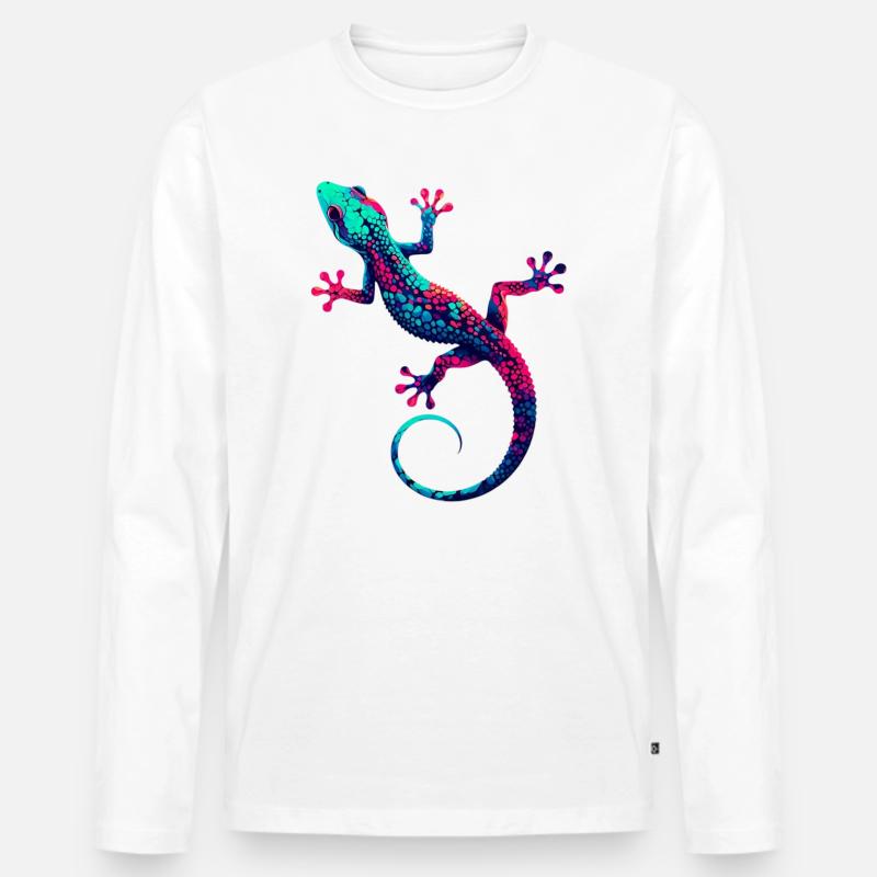 Gecko - Männer Premium Bio Langarmshirt - Weiß