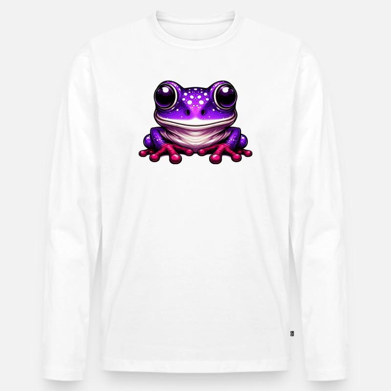 Frosch - Männer Premium Bio Langarmshirt - Weiß