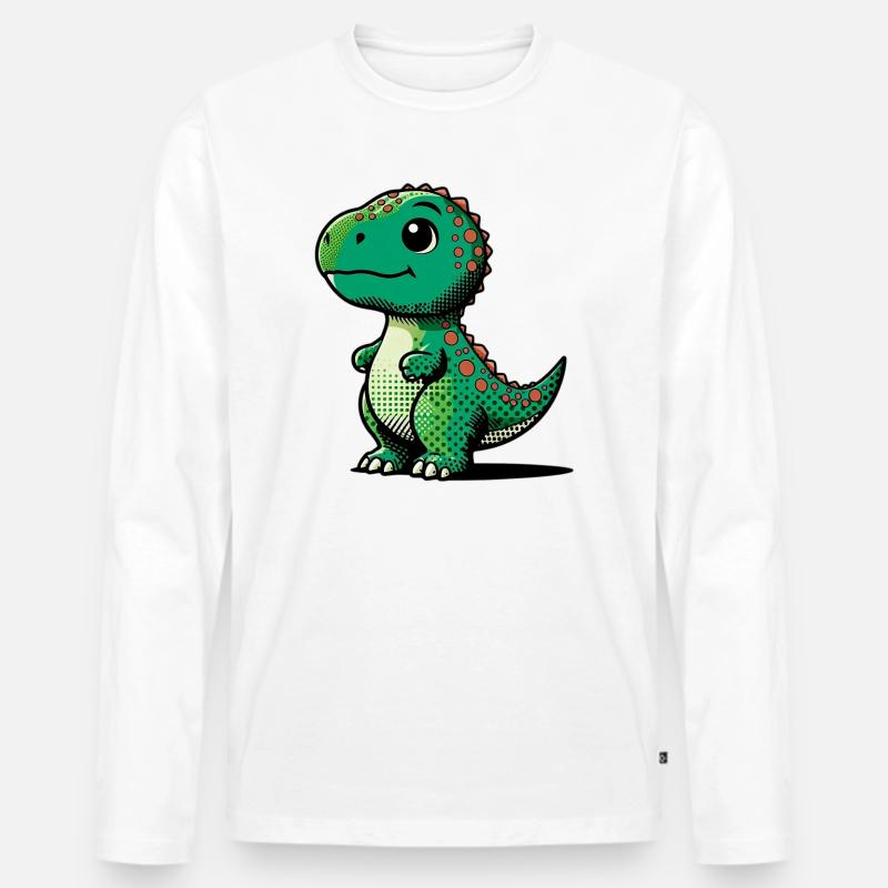 Dinosaurier - Männer Premium Bio Langarmshirt - Weiß