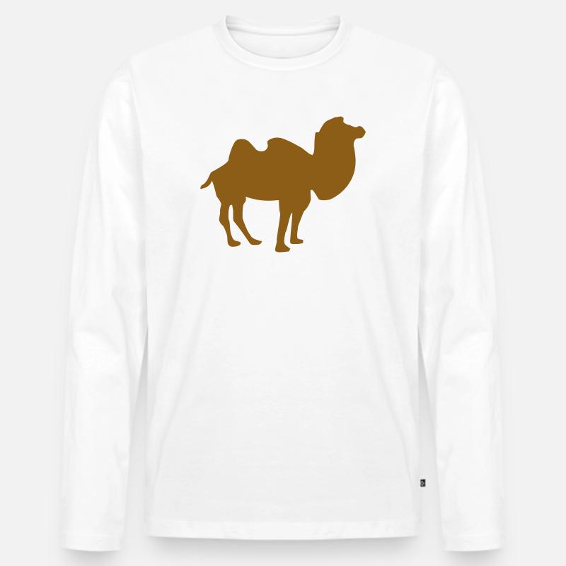 Kamel - Männer Premium Bio Langarmshirt - Weiß