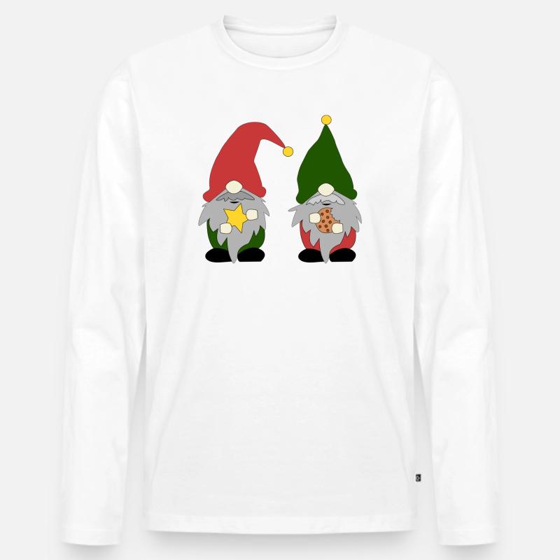 Fröhliche Wichtel - Männer Premium Bio Langarmshirt - Weiß