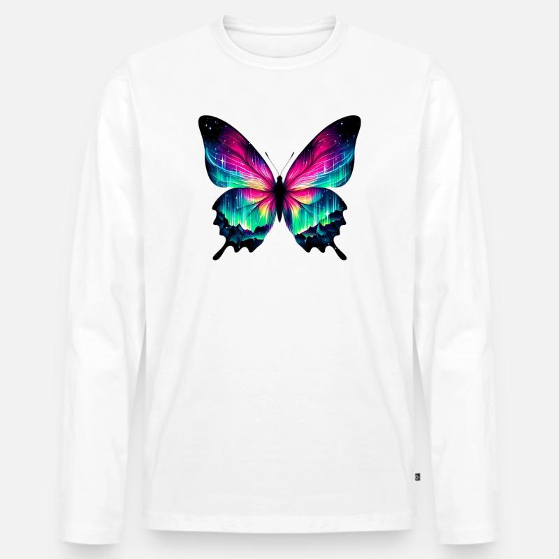 Schmetterling - Männer Premium Bio Langarmshirt - Weiß