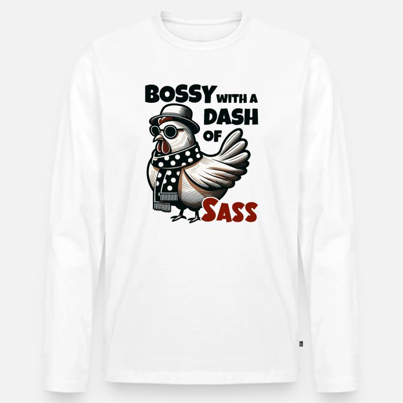 Bossy mit einer Prise Charme – Coole Henne - Männer Premium Bio Langarmshirt - Weiß