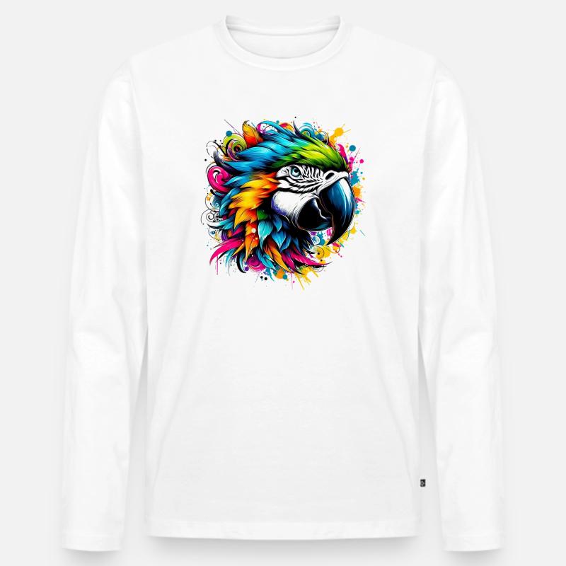 Papagei - Männer Premium Bio Langarmshirt - Weiß