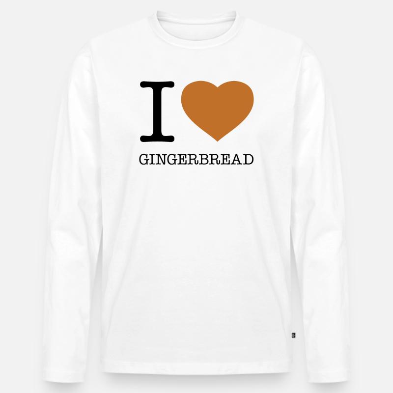 I LOVE GINGERBREAD Lebkuchen - Männer Premium Bio Langarmshirt - Weiß