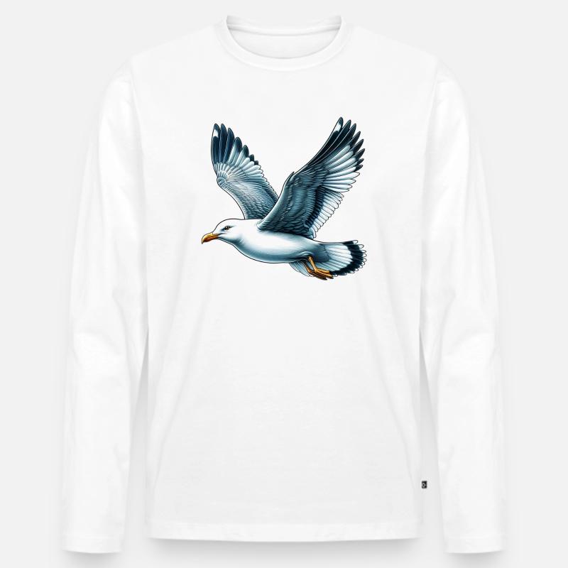 Möwe - Männer Premium Bio Langarmshirt - Weiß