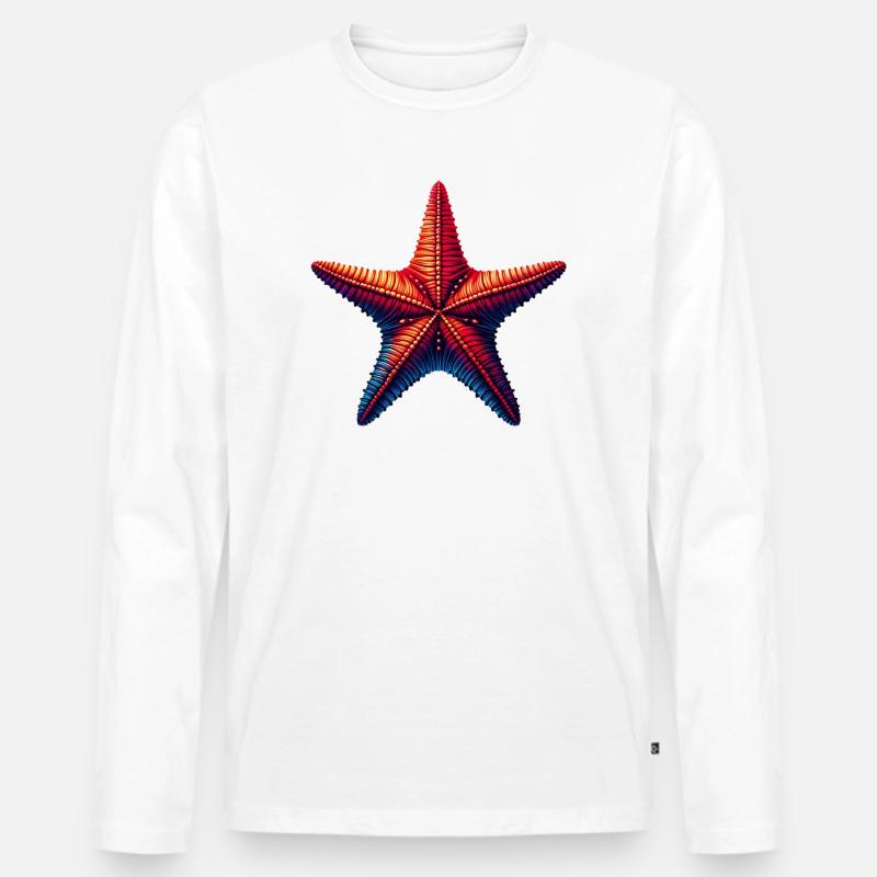 Seestern - Männer Premium Bio Langarmshirt - Weiß