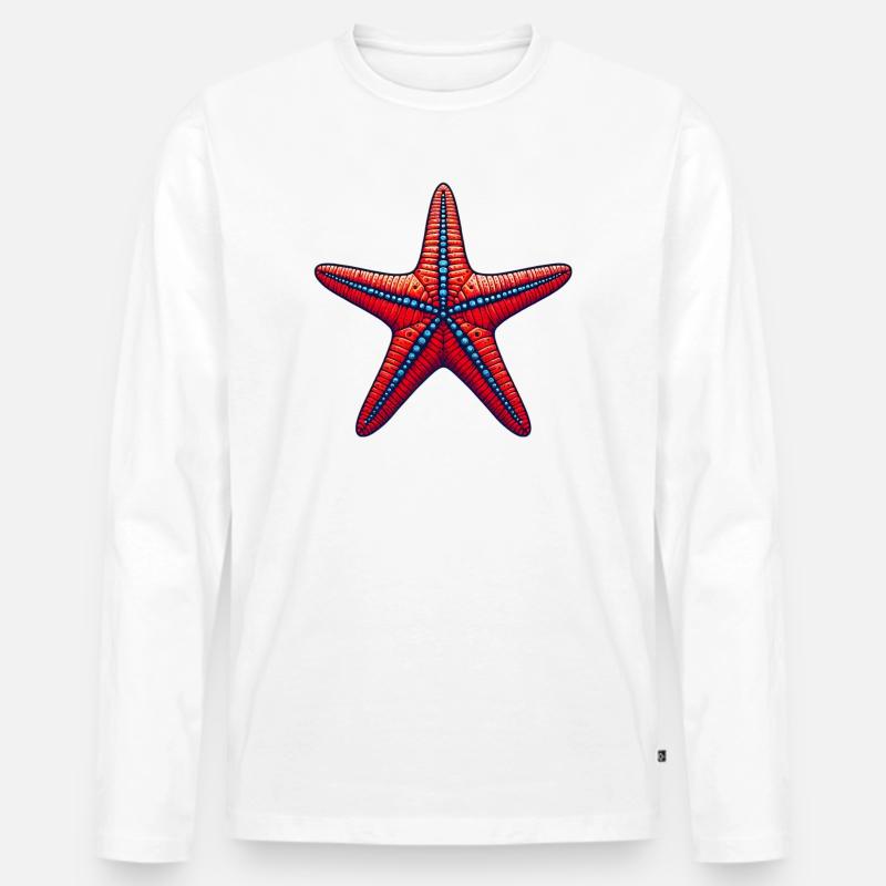 Seestern - Männer Premium Bio Langarmshirt - Weiß