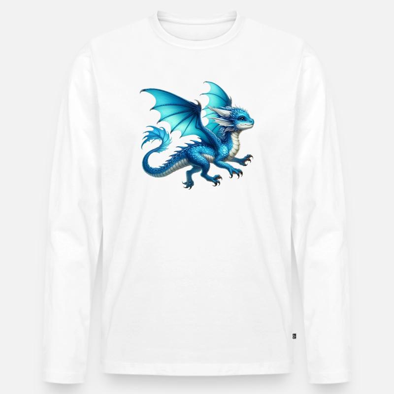 Drache - Männer Premium Bio Langarmshirt - Weiß