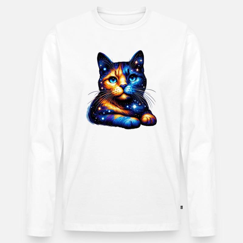 Katze - Männer Premium Bio Langarmshirt - Weiß