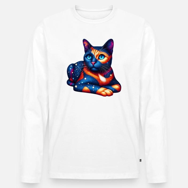 Katze - Männer Premium Bio Langarmshirt - Weiß