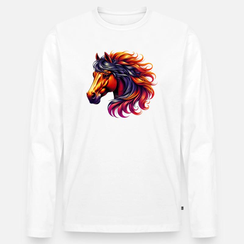 Pferd - Männer Premium Bio Langarmshirt - Weiß