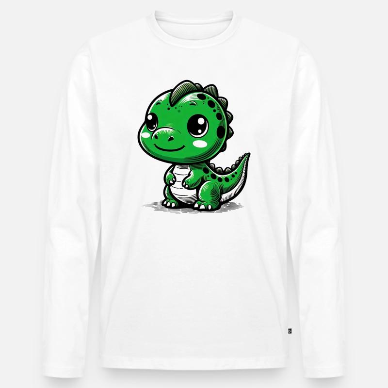 Dinosaurier - Männer Premium Bio Langarmshirt - Weiß