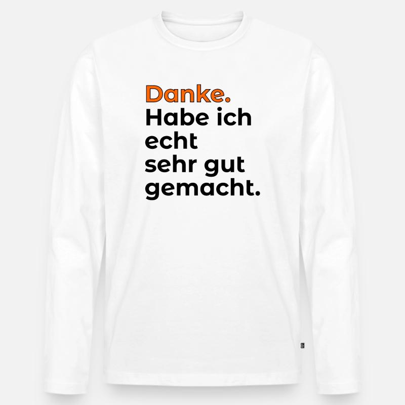 EIGENLOB KOMPLIMENTE - Männer Premium Bio Langarmshirt - Weiß