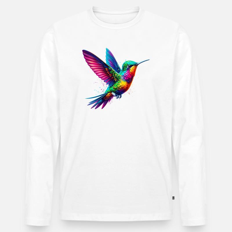 Kolibri - Männer Premium Bio Langarmshirt - Weiß