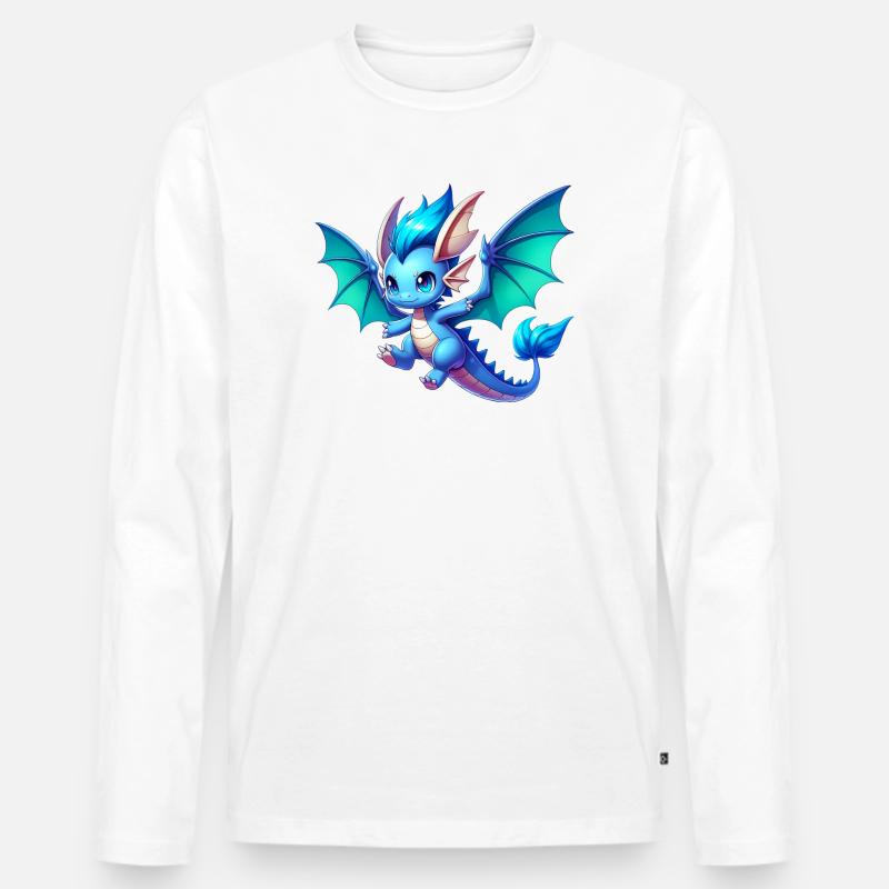 Drache - Männer Premium Bio Langarmshirt - Weiß