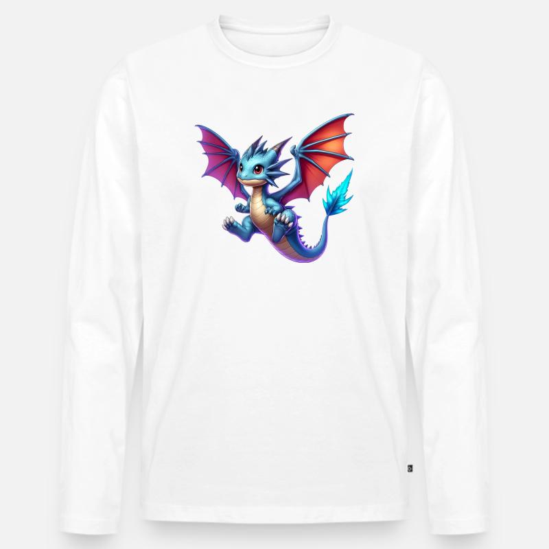 Drache - Männer Premium Bio Langarmshirt - Weiß