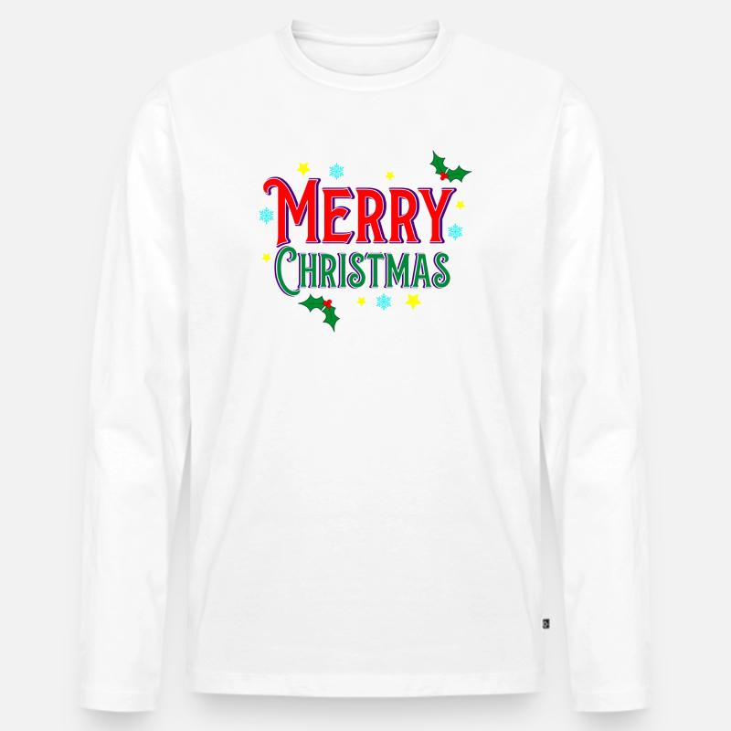 Frohe Weihnachten - Männer Premium Bio Langarmshirt - Weiß