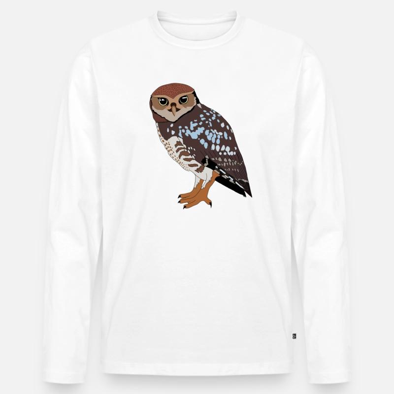 Eule - Männer Premium Bio Langarmshirt - Weiß