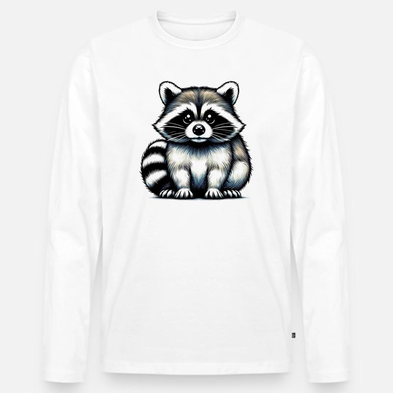 Waschbär - Männer Premium Bio Langarmshirt - Weiß
