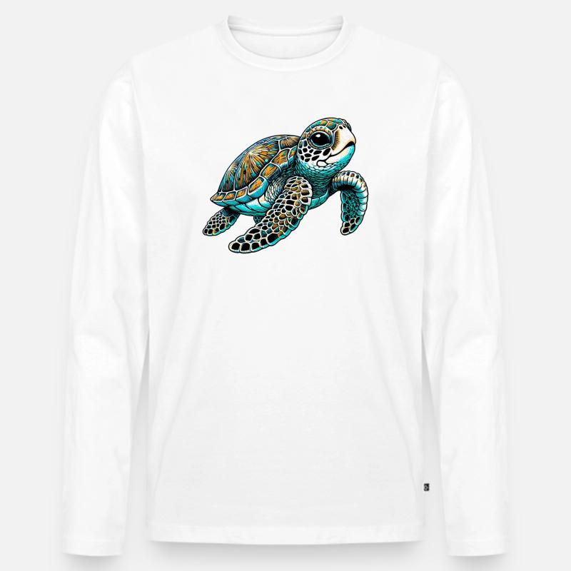Schildkröte - Männer Premium Bio Langarmshirt - Weiß
