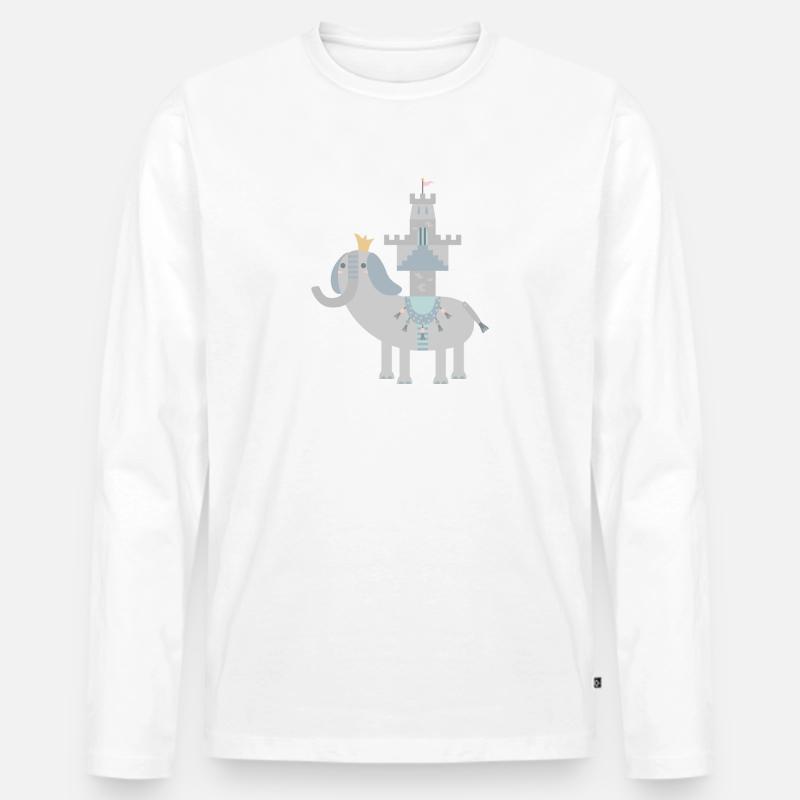 Elefant und Schloss l no text - Männer Premium Bio Langarmshirt - Weiß